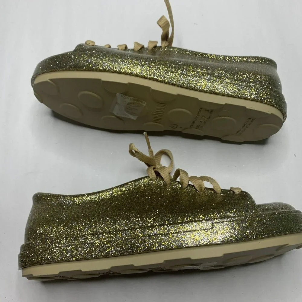 Mel Dreamed By Melissa Gold Glitter Rubber Fashion sneakers